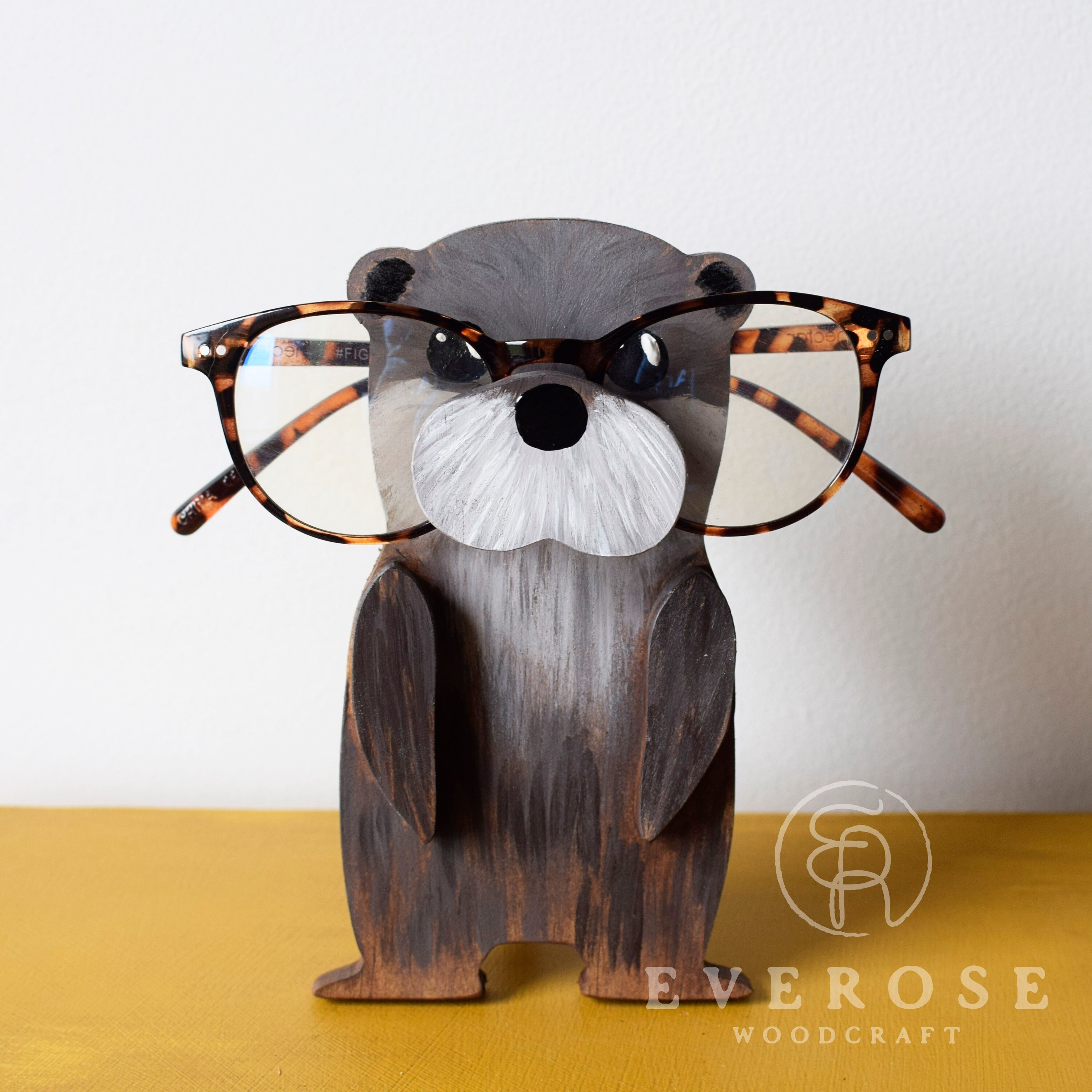 Visland Handmade Wooden Spectacle Holder Eyeglass Holder Dog or Cat Display  Stand for Living Room Home Office Desk Decor Accessories 