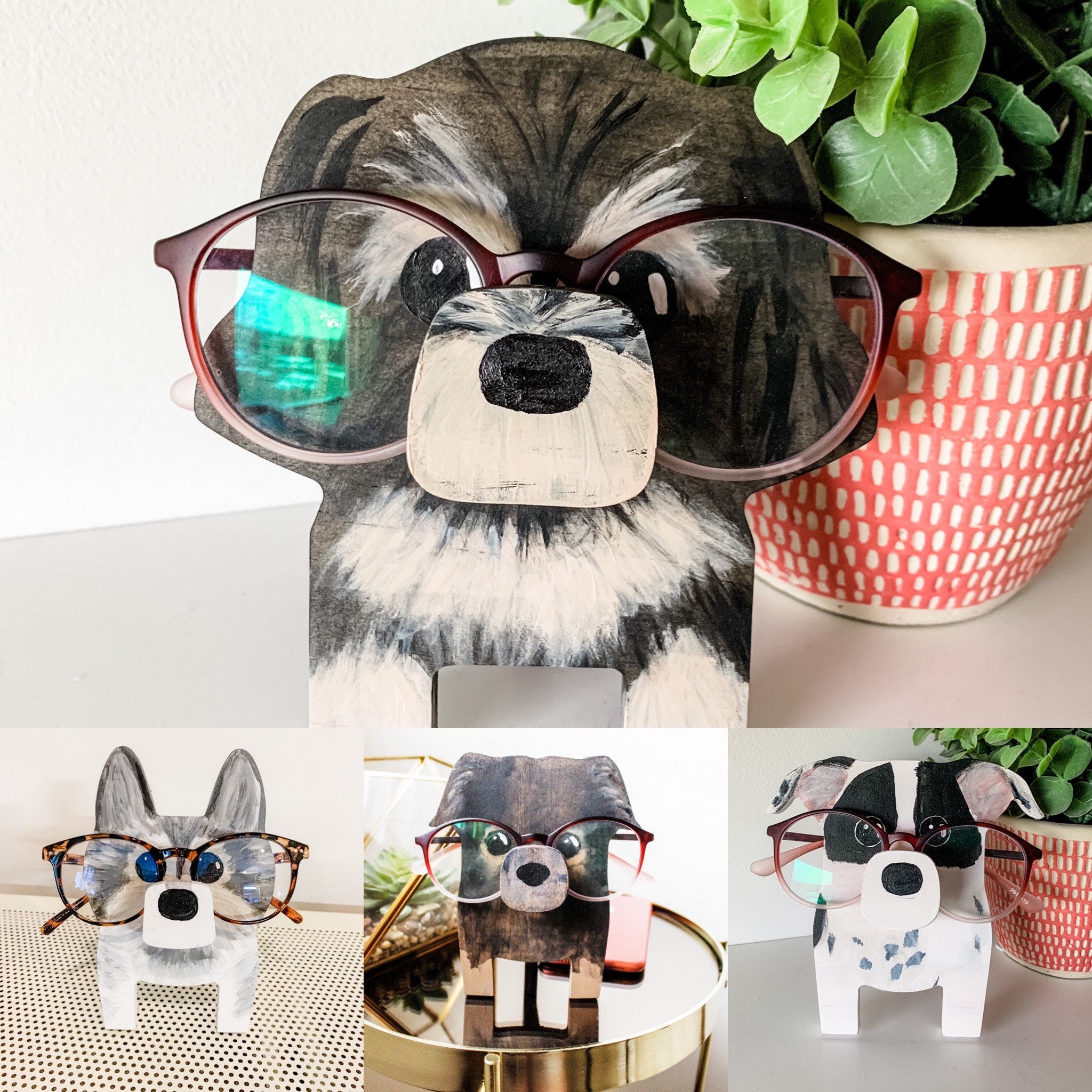 gofidin Glasses Holder Stand Animal Wooden Eyeglass Holder Stand Cute  Animal Pet Glasses Stand Holder Cat Handmade Wood Animal Shape Eye Glass  Holder