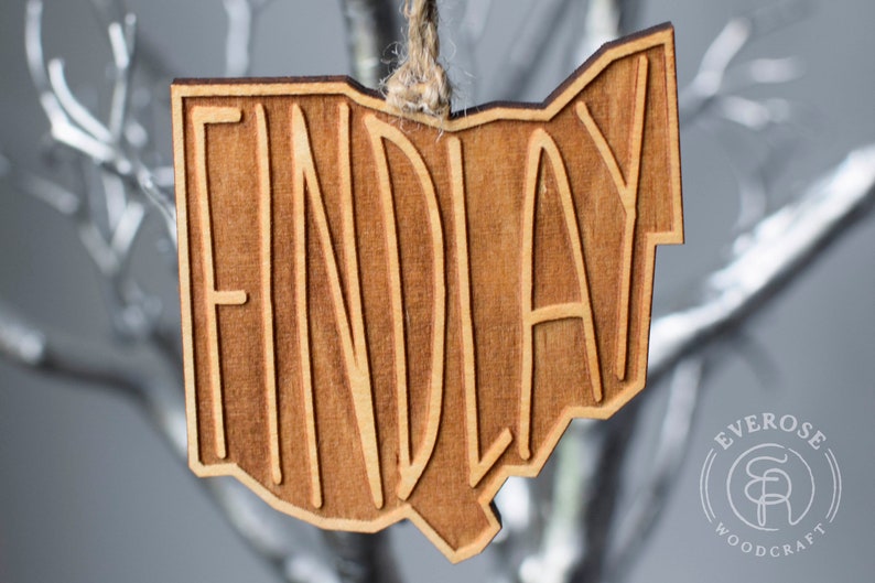 Laser Cut Wooden Ohio State Cities Christmas Ornaments Etsy