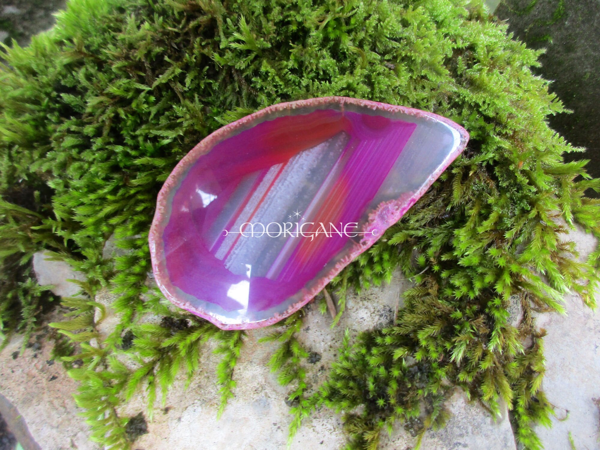 Tranche d'agate Fushia Violet Pierre Naturelle Précieuse Idée Cadeau Décoration Lithothérapie Reiki 