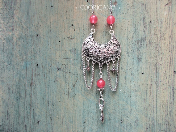 natural stone watermelon watermelon pagan gift pendant necklace plastron goddess wicca fertility pagan star charm