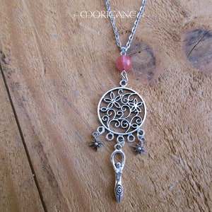 natural stone watermelon watermelon pagan gift pendant necklace plastron goddess wicca fertility pagan star charm