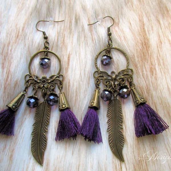 boucles d'oreilles style boho bohême bronze Boho Long Drop Dangle Boho Gypsy Ethnic Festival Bijoux gypsy ethnique boho