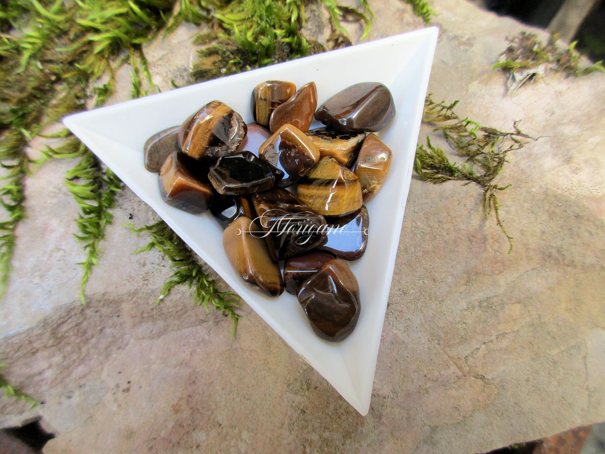 Lot 50 G d'oeil de Tigre Pierre Naturelle Roulée 10mm-20mm Non Percées/Cristal Prospérité et Abondan