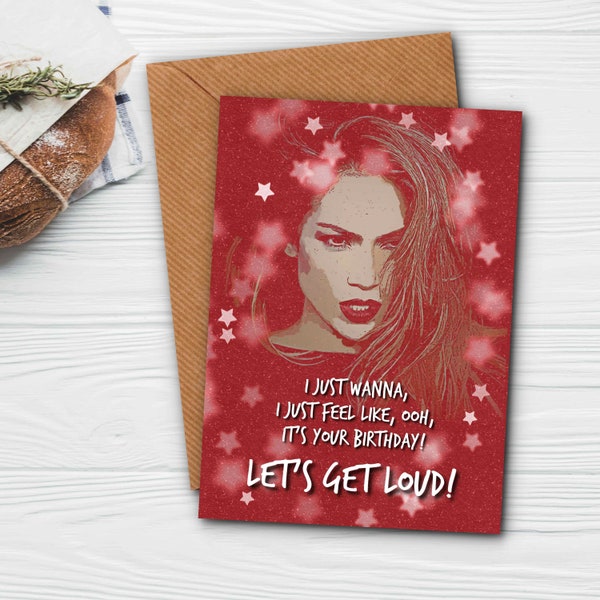 Jennifer Lopez 'Let's Get Loud' birthday card 7" x 5" quality 300gsm card w/env. Perfect for J Lo fan, girlfriend, boyfriend, partner