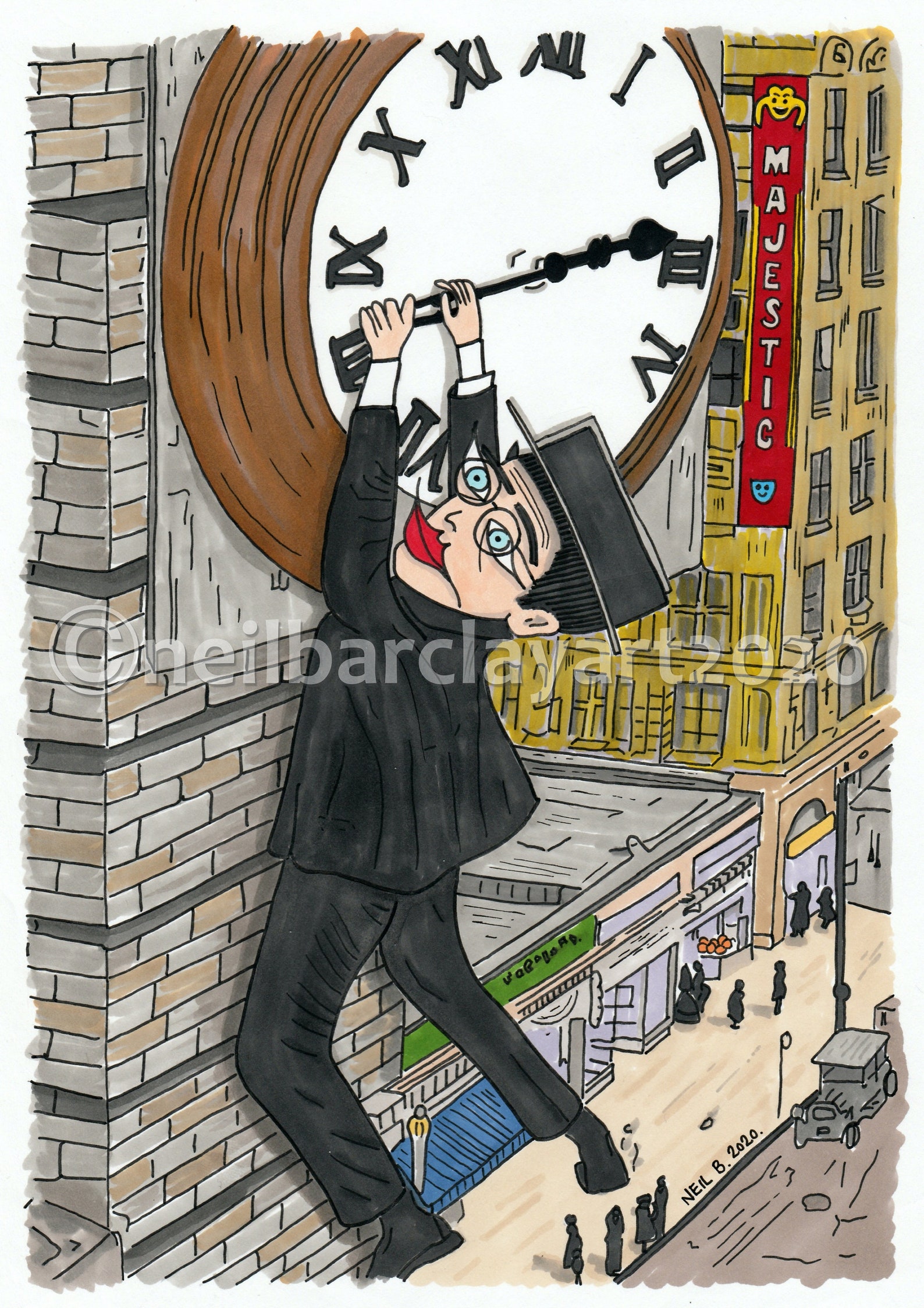 Harold Lloyd Safety Last Clock Scene Art Print / Choice of 3 Etsy