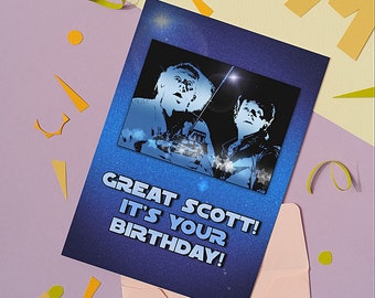 Back to the Future 'Great Scott' birthday card, 7" x 5" with brown envelope. Great for mum, dad, man, woman, friend, boy girl movie fans!