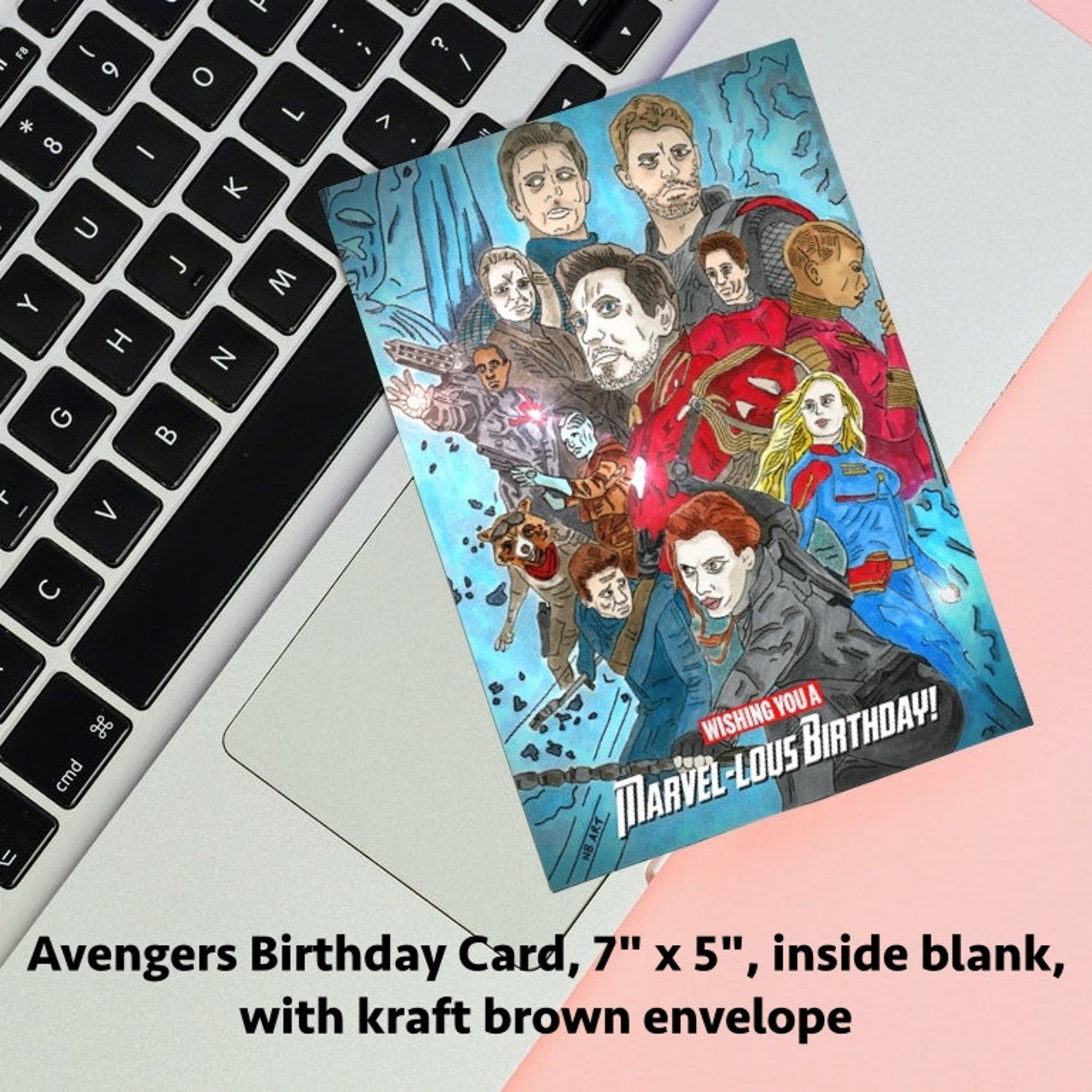 Marvel Avengers Birthday Card 7 X 5 With Kraft Envelope, Bagged. Front ...