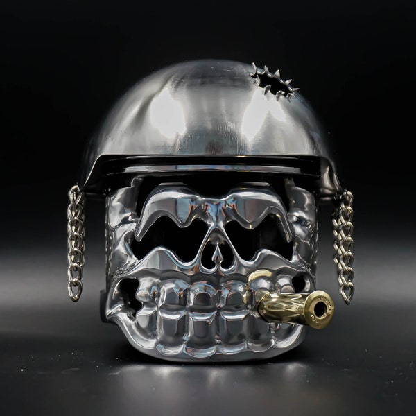 Piston skull, piston art, skull, crazy face, bearded