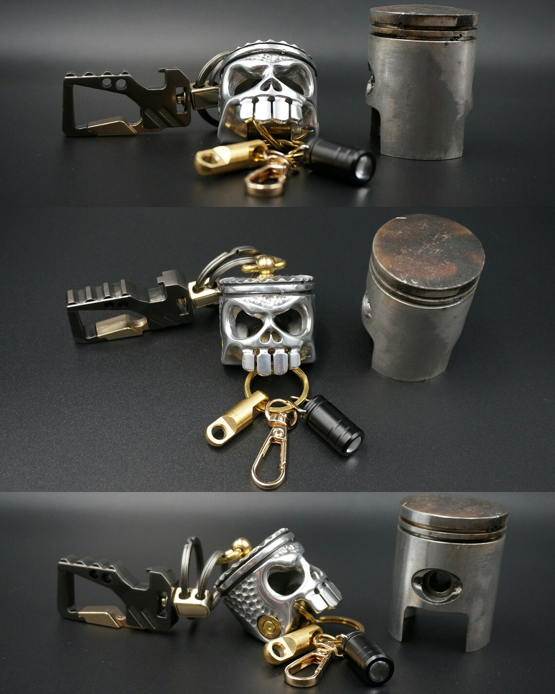 Piston skull piston art skull crazy face pendant Etsy