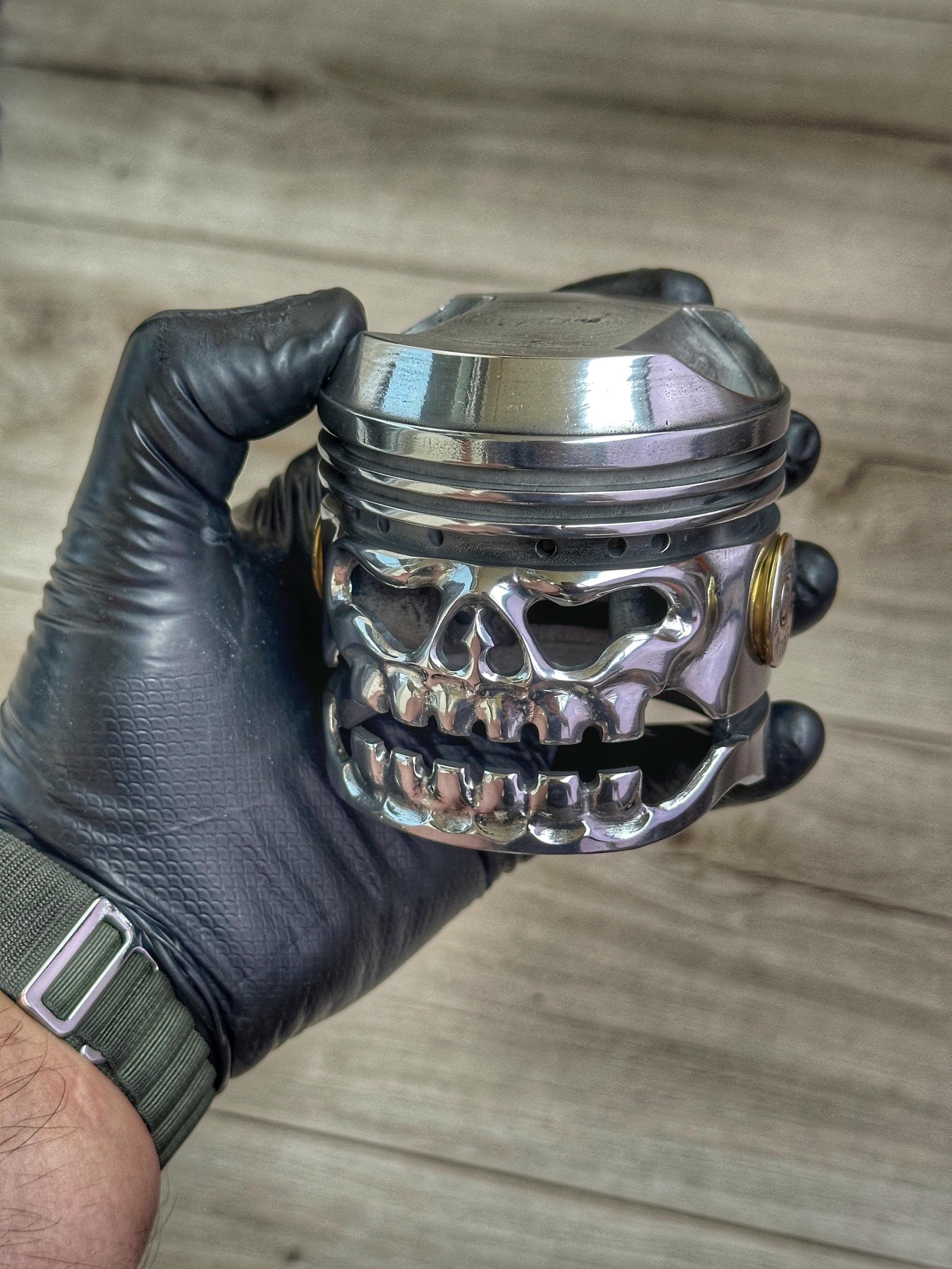 Carved Piston Skull, Soviet Dnepr Motorcycle Art - Etsy