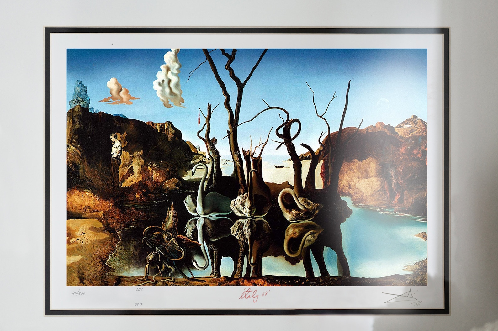 Salvador Dali Swans reflecting elephants 1968. Framed Etsy