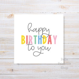 Printable Cookie Tag - Happy Birthday To You - 2&quot; Square + 2.5&quot; Square - Instant PDF Download