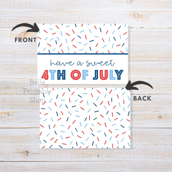 Printable 3" x 2" Fourth of July Bag Toppers - Have A Sweet 4th Of July (Sprinkles) - Instant PDF Download