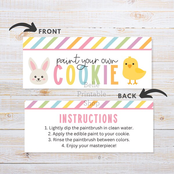 Printable 5" x 2" Easter Paint Your Own Cookie Bag Toppers (Bunny / Chick) - Instant PDF Download