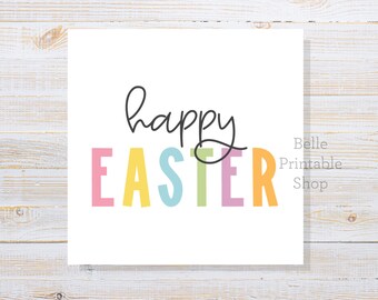 Printable Happy Easter Cookie Tag - 2" x 2" Square - Instant PDF Download