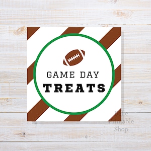 Printable Football Cookie Tag - Game Day Treats - 2" Square + 2.5" Square - Instant PDF Download