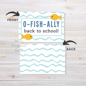 Printable 3&quot; x 2&quot; Cookie Bag Topper - O-Fish-Ally back to school! - Instant PDF Download