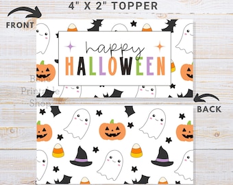 Happy Halloween Bag Topper – Ghost Pattern (4" x 2" Printable PDF Download)