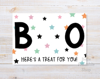 Printable 5" x 3.5" Halloween Cookie Card - BOO Here's A Treat For You! (Blank Space for Mini Cookie) - Instant PDF Download