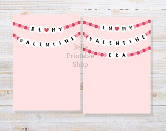 Mini tarjeta de galleta imprimible de 8,9 x 12,7 cm - In My Valentine Era / Be My Valentine (Pulsera de la amistad) - Descarga instantánea en PDF