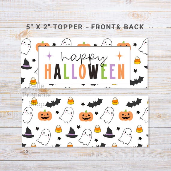 Happy Halloween Bag Topper – Ghost Pattern (5" x 2" Printable)