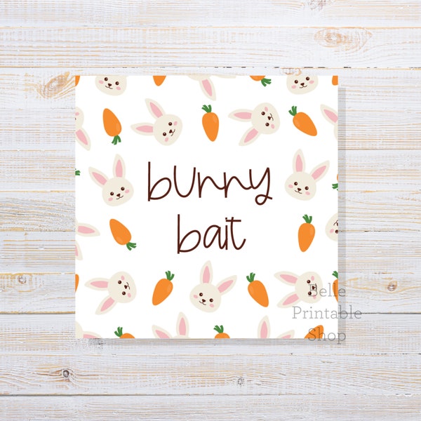 Printable Bunny Bait Cookie Tag for Easter - 2" Square + 2.5" Square - Instant PDF Download