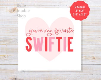Etiqueta imprimible para galletas de San Valentín: "Eres mi Swiftie favorito" (descarga instantánea en PDF)