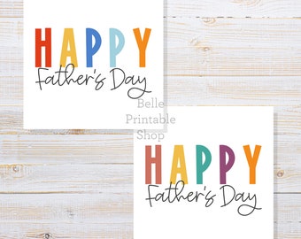 Printable 2" x 2" Square Cookie Tag -  Happy Father's Day (Modern) - 2 Color Options - Instant PDF Download