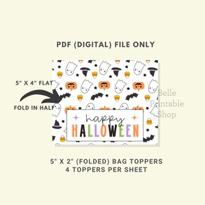 Happy Halloween Bag Topper – Ghost Pattern (5" x 2" Printable) image 2