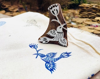 Bird printing block stamp hand carving stamps fabric, clay, tattoo, cookies,henna printing block 3 inches