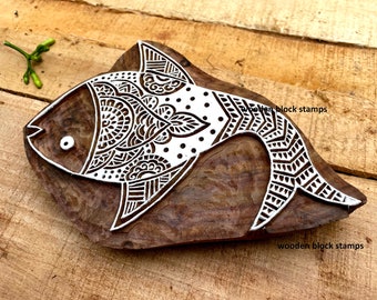 Indian design fish printing block home decoration stamp fish printing block printing on fabric, clay, tattoo, cookies printing