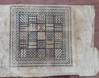 35 years old block printed paper design, vintage paper, wooden block printing design