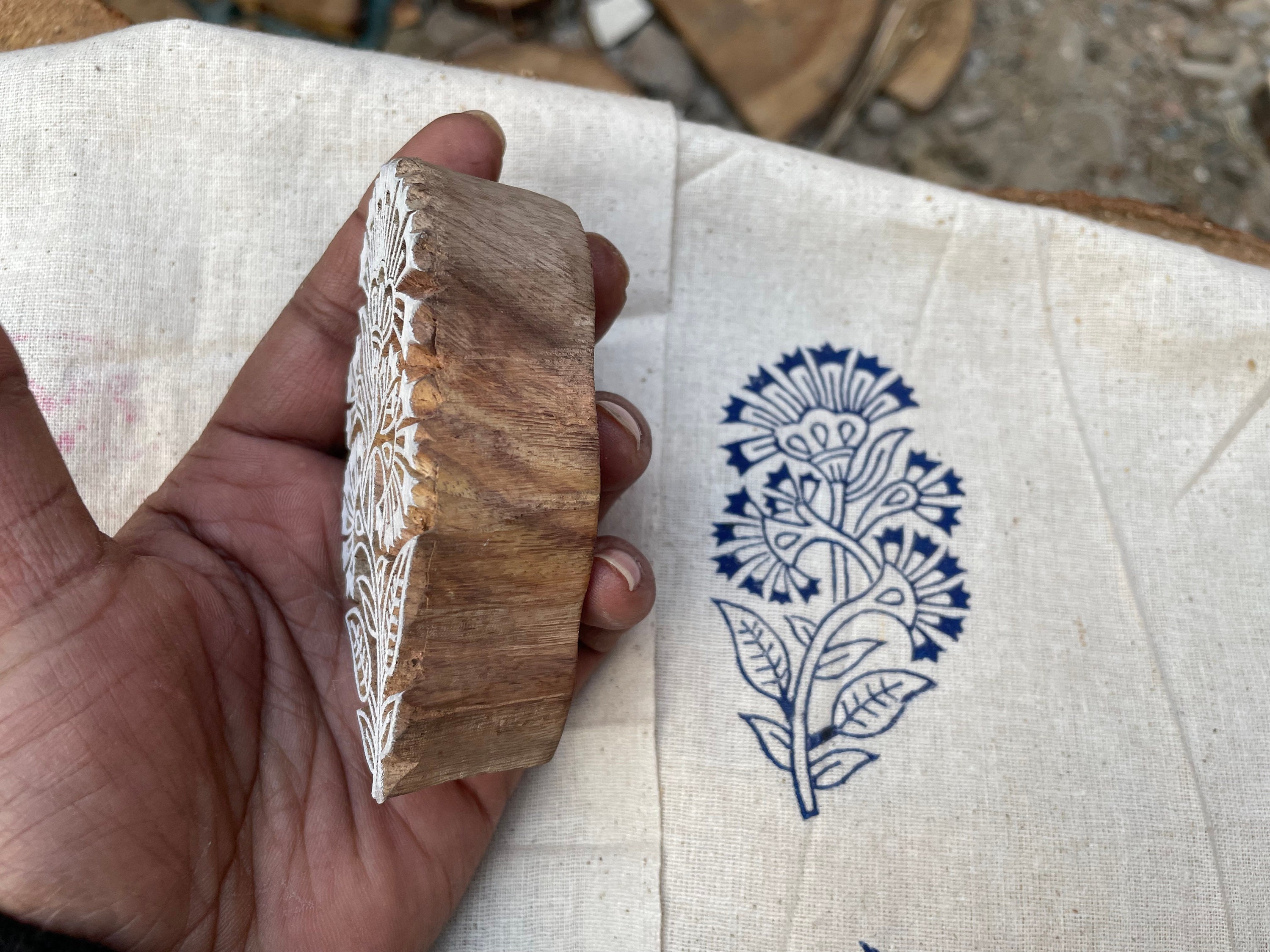 Hashcart Wooden Baren Printing Stamps Used For Making Saree Border