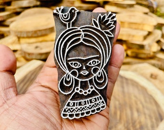 Doll printing block stamp printing on fabric, clay, tattoo, cookies printing stamp hand carved