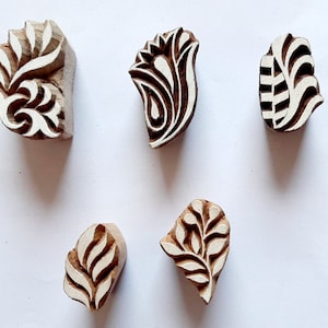 Mini timbri per stampa a blocchi per tessuto, argilla, tatuaggio e ceramica, set da 5
