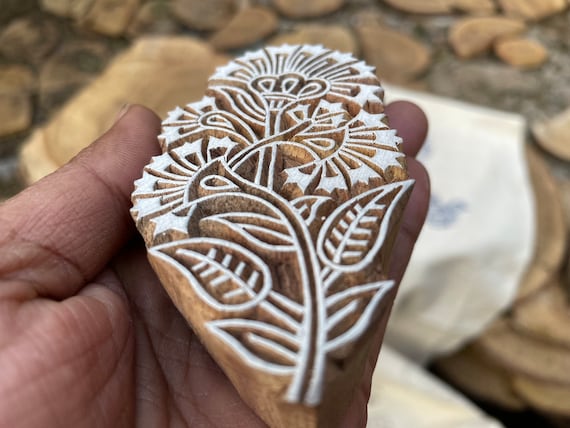 Wooden Printing Block Stamp Hand Made Printing Block Print on Fabric, Clay,  Tattoo, Cookies and Henna 