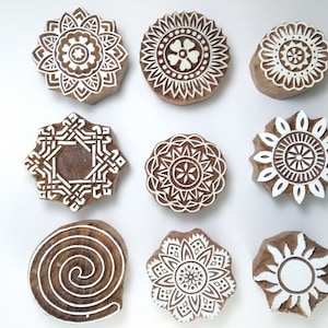 Druckstempel rund für Henna Druck Tattoo Druck Stoffdruck Tondruck und Wohndekor 9er Set