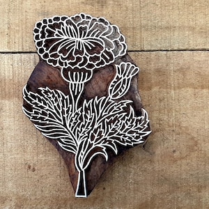 Timbro per stampa su tessuto con stampa di fiori di calendula, henné, tatuaggio, argilla, biscotti e timbro per ceramica