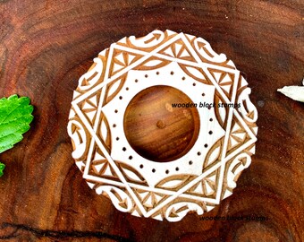Hand Carved Wood Tea Light Holder, Printing Block Stamp