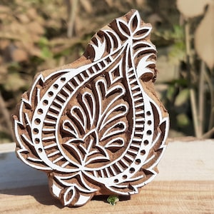blocco di stampa in legno timbro floreale indiano di design