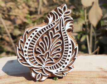 wooden printing block floral Indian design stamp
