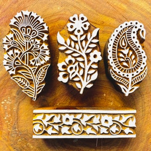 wooden block stamps printing block wooden stamps print on fabric, clay, tattoo, henna, and cookies etc