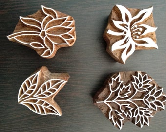 flower printing block set of 4 fabric printing stamp clay printing motif design block stamp tattoo stamp block