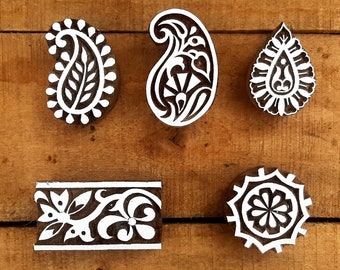 paisley printing block stamp fabric printing clay, henna, tattoo, cookies and pottery printing