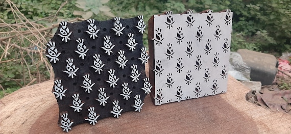 Double color printing block, fabric printing block, henna block, clay printing, paper printing and tattoo set of 2