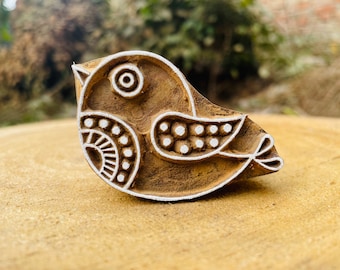 Bird wood stamp for printing on fabric, clay, cookies, henna, tattoo and pottery