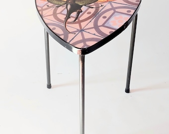 Sgabello da tavolino in acciaio tubolare in metallo della metà del secolo