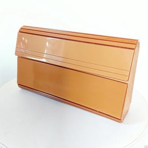 Vintage Abendtasche Handtasche Clutch braun mit Perlengriff