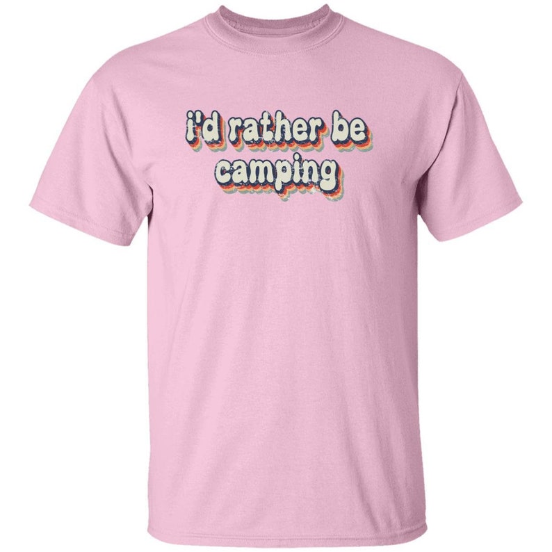 YOUTH I'd Rather Be Camping T-Shirt for Girl Scouts and Girls Camp Light Pink